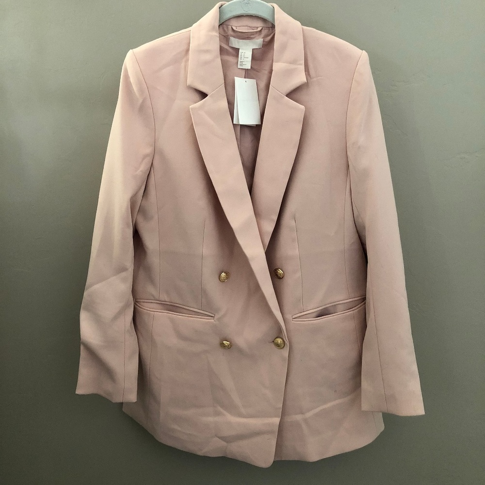 H&M- BLUSH PINK BOYFRIEND BLAZER- NWT